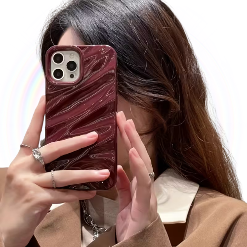 3D Water Ripple Phone Case for phone case for iPhone 16 Pro Max / Burgundy