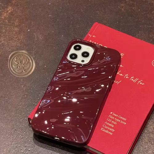 3D Water Ripple Phone Case for phone case for iPhone 16 Pro Max / Burgundy