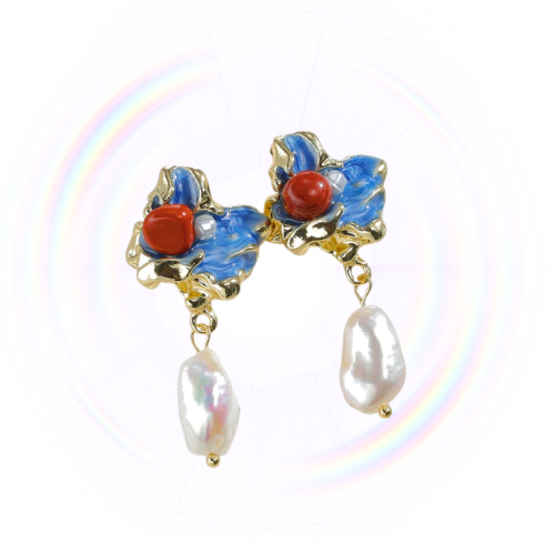 WaterLilyPearlDropEarrings