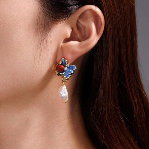 WaterLilyPearlDropEarrings