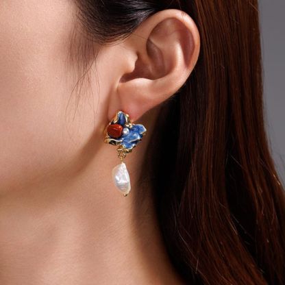 WaterLilyPearlDropEarrings