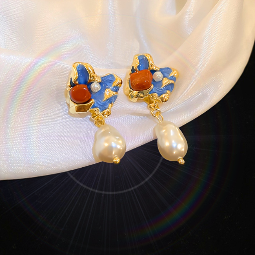 WaterLilyPearlDropEarrings